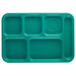 Cambro BCT1014414 Teal Budget 6-Compartment School Tray - Dozen