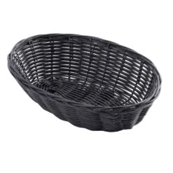 TableCraft 2474 Black 9" X 6" Oval Woven Plastic Basket - Dozen