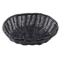 TableCraft 2471 Black 7" X 5" Oval Woven Plastic Basket - Dozen