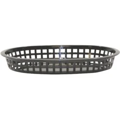 TableCraft 1076BK Black 10-1/2" Chicago Platter Basket - Dozen