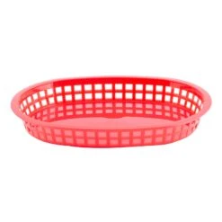 TableCraft 1076R Red 10-1/2" Oval Chicago Platter Basket - Dozen