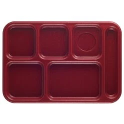 Cambro 10146CW416 Camwear Cranberry 6-Comp Serving Tray - 24 / CS