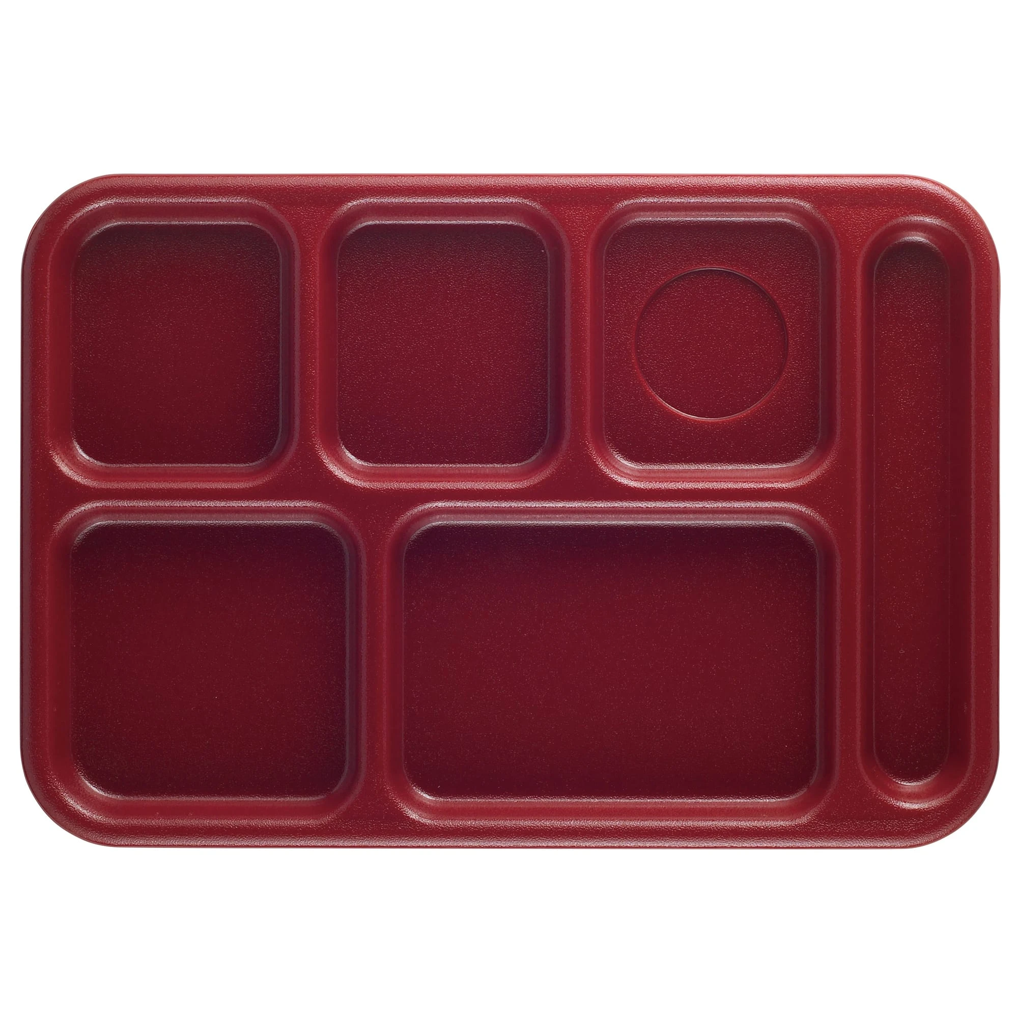 Cambro 10146CW416 Camwear Cranberry 6-Comp Serving Tray - 24 / CS 1 Cambro 10146CW416 Camwear Cranberry 6-Comp Serving Tray - 24 / CS
