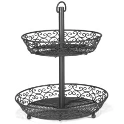 TableCraft BKT2A Mediterranean Collection Black Metal 2-Tier Display