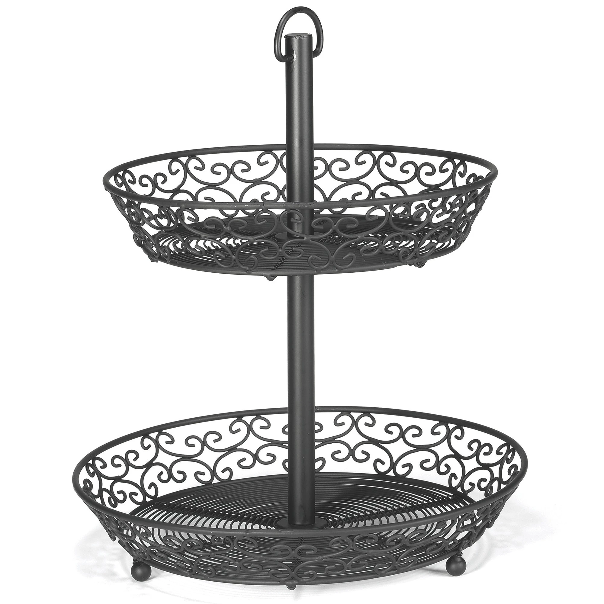TableCraft BKT2A Mediterranean Collection Black Metal 2-Tier Display 1 TableCraft BKT2A Mediterranean Collection Black Metal 2-Tier Display