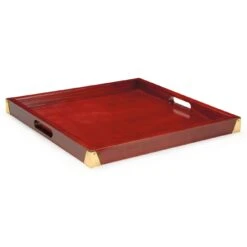 G.E.T. LUX-2121-M Luxury Mahogany Hardwood 21" Square Tray - 2 / CS