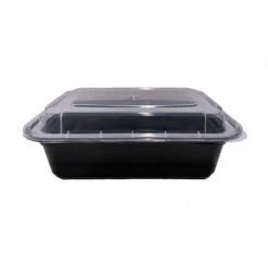 Darling Food Service Black 24 Oz. Rectangular Container - 150 / CS