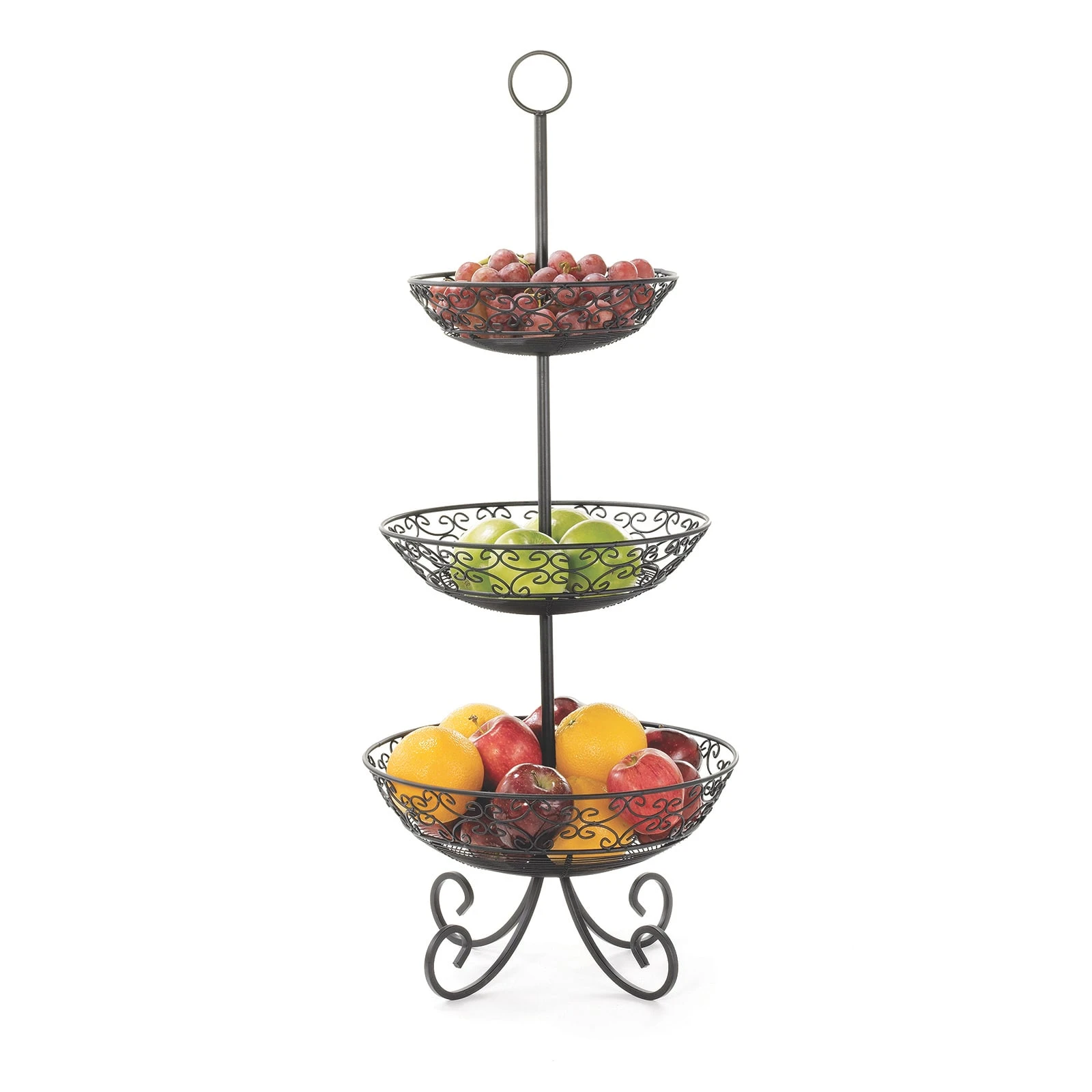 TableCraft BKT3 Mediterranean Collection Black 3-Tier Display Basket 1 TableCraft BKT3 Mediterranean Collection Black 3-Tier Display Basket