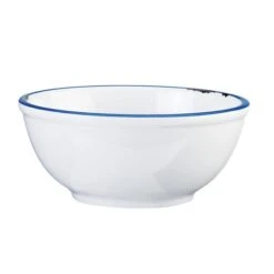 Cal-Mil 3343-10-15 Enamelware 10.75" Blue Rim Bowl - 3 / CS