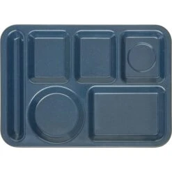 Carlisle 4398035 Cafe Blue Left-Hand 14 X 10 In 6-Comp. Tray - 12 / CS