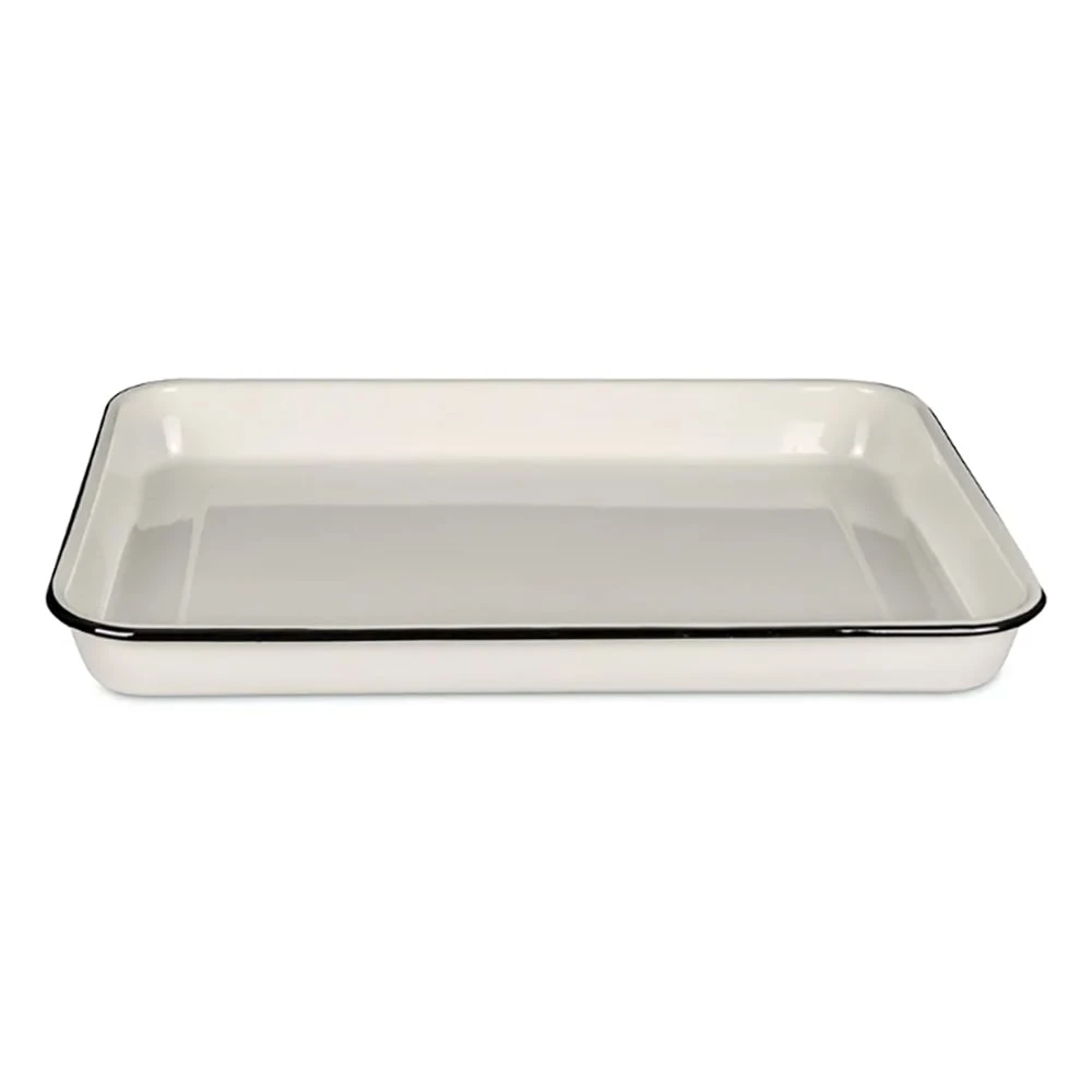 TableCraft 80012 EnamelWare White 16 X 11.5" Serving Tray W/ Black Rim 1 TableCraft 80012 EnamelWare White 16 X 11.5" Serving Tray W/ Black Rim