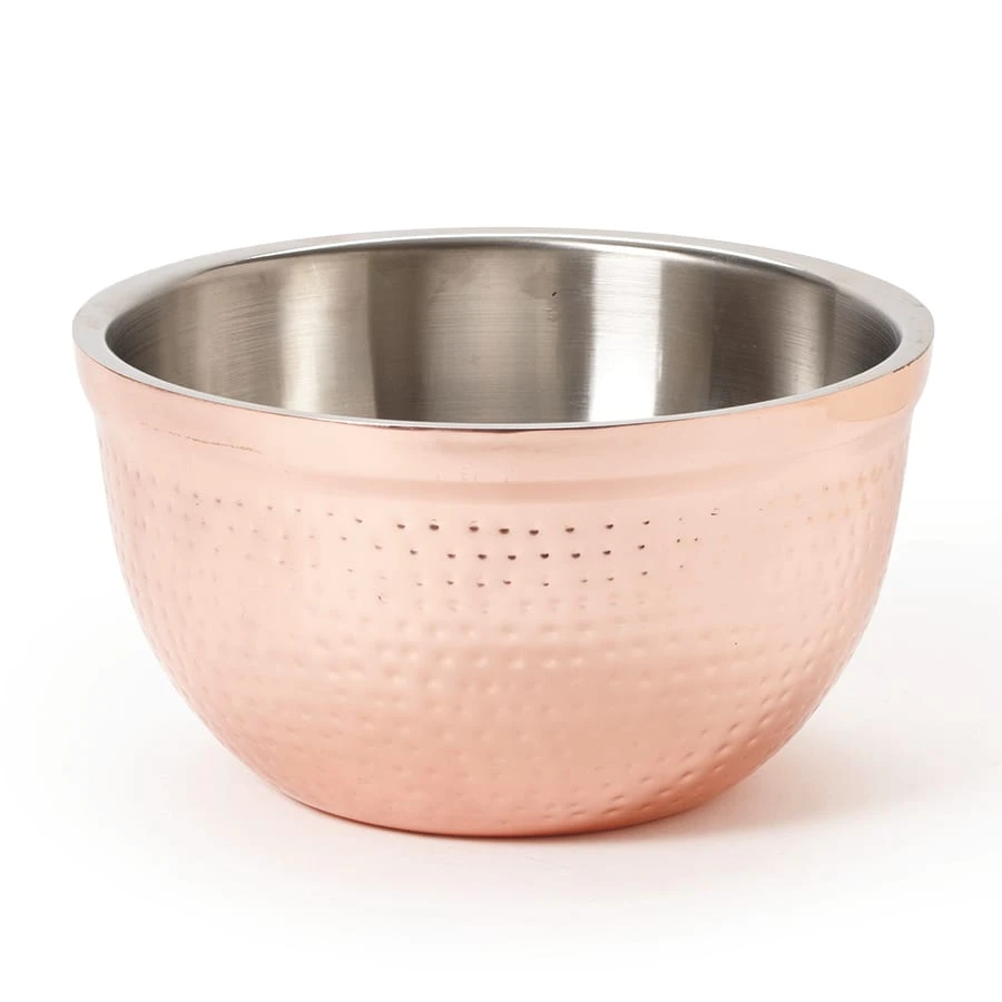 G.E.T. MB-300-CPR/SS Hammered Copper Double Wall 2 Quarts Bowl 1 G.E.T. MB-300-CPR/SS Hammered Copper Double Wall 2 Quarts Bowl