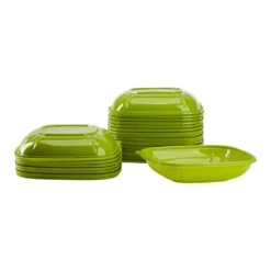 Darling Food Service Green PET 24 Ounce Square Bowl - 300 / CS