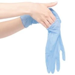 Darling Blue Medium Powder Free Nitrile 3.0 Mil Compound Vinyl Gloves - 1000 / CS