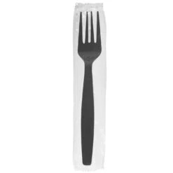 Darling Food Service Wrapped Black Plastic Fork - 1000 / CS
