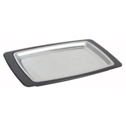 Winco SIZ-11BST 2-Pc. Stainless Steel 11" X 7" Sizzle Platter Set
