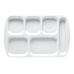 G.E.T. TR-151-W White 15.5" X 6.9" 6-Comp. Cafeteria Tray - Dozen
