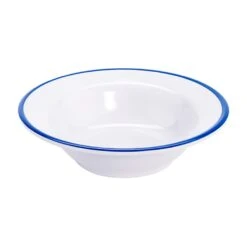 G.E.T. B-50-W/CB White With Blue Trim 4.5 Ounce Melamine Bowl - Dozen