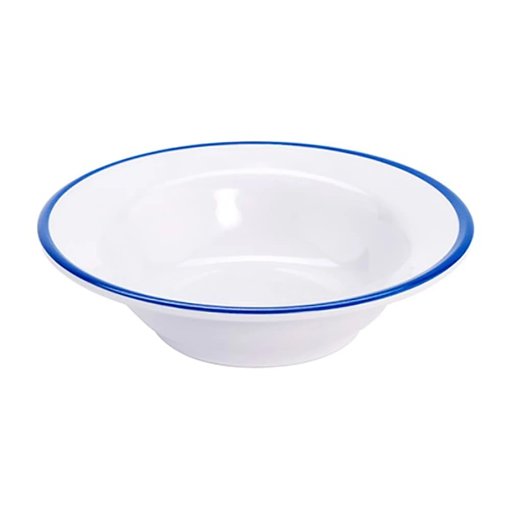 G.E.T. B-50-W/CB White With Blue Trim 4.5 Ounce Melamine Bowl - Dozen 1 G.E.T. B-50-W/CB White With Blue Trim 4.5 Ounce Melamine Bowl - Dozen