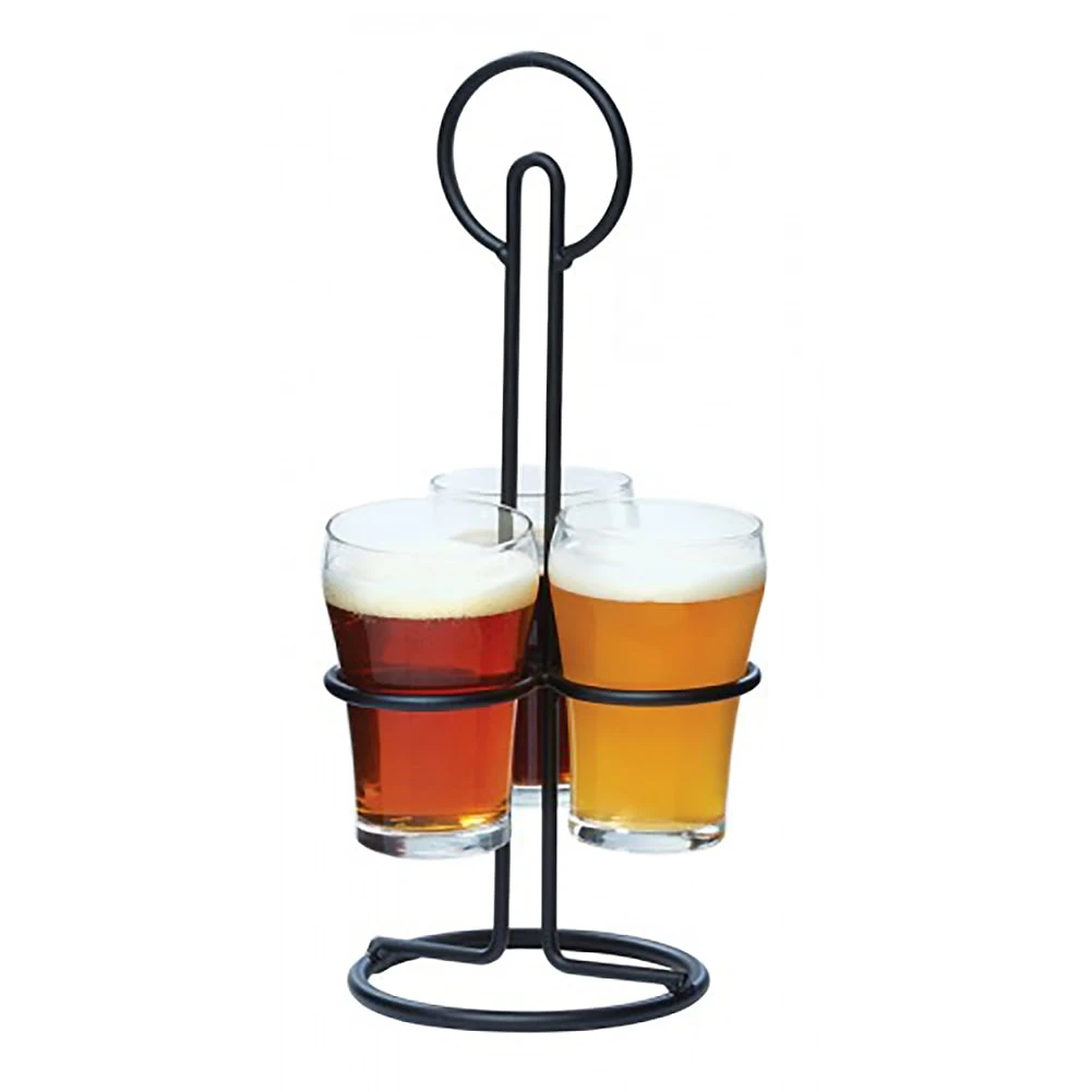 Cal-Mil 3366-13 Black 3-Section Beer Taster Caddy With 2.25" Ring 1 Cal-Mil 3366-13 Black 3-Section Beer Taster Caddy With 2.25" Ring