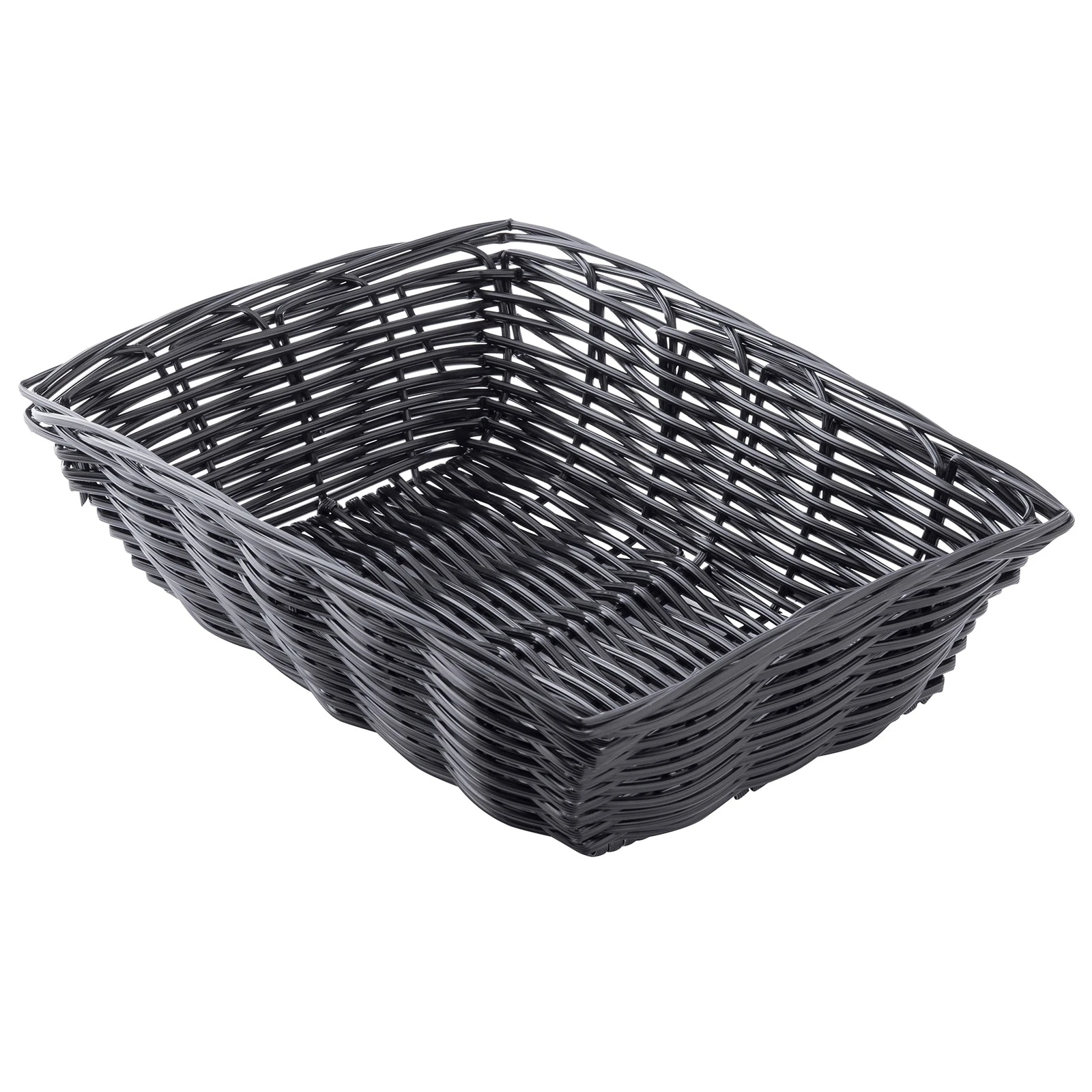 TableCraft 2472 Black 9" X 6" Rectangular Woven Plastic Basket - Dozen 1 TableCraft 2472 Black 9" X 6" Rectangular Woven Plastic Basket - Dozen